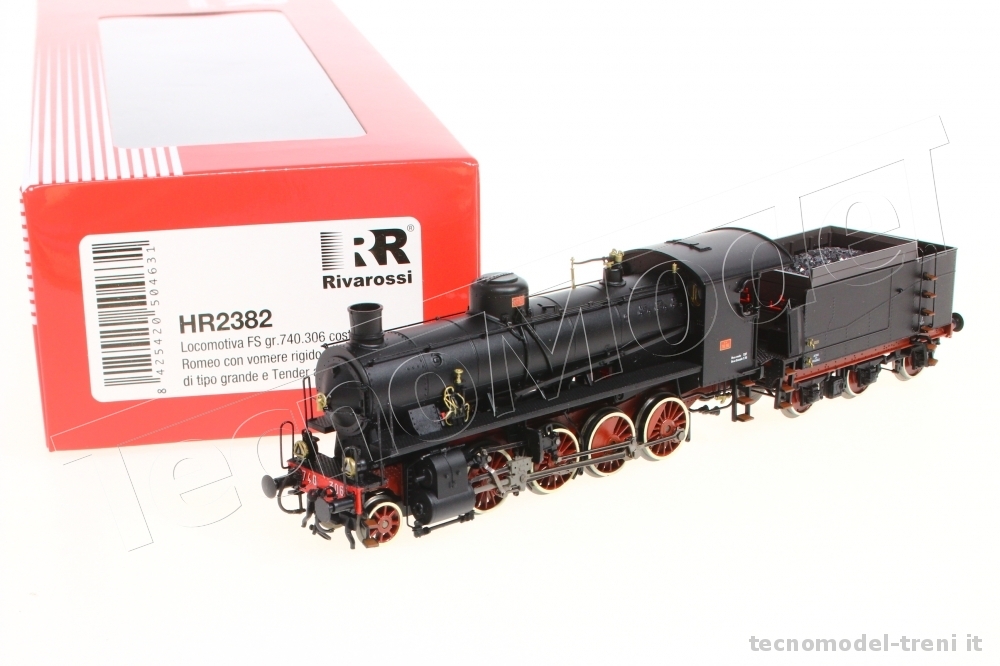 RIVAROSSI Locomotiva a vapore Gr 740 306 con tender a 3 assi FS 1//87 H0 HR2382