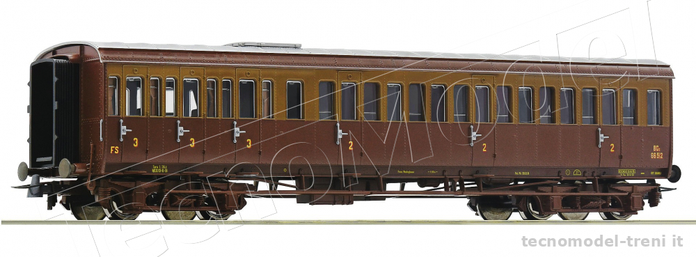 ROCO 74685 H0 1:87 Carrozza passeggeri FS Centoporte Bcz 66512 di 2°e 3° Cl.