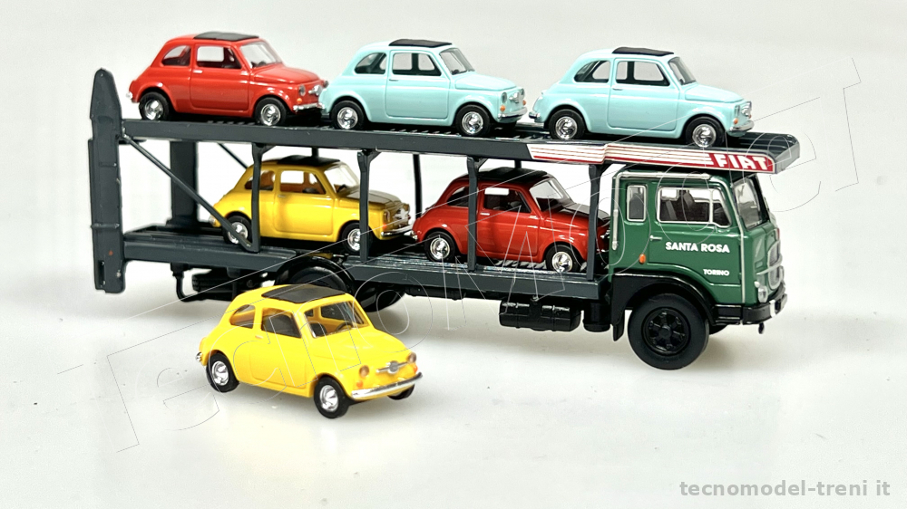 1962  1:87 Set Fiat 642 bisarca BREKINA Brekina 58482 6 Fiat  500 