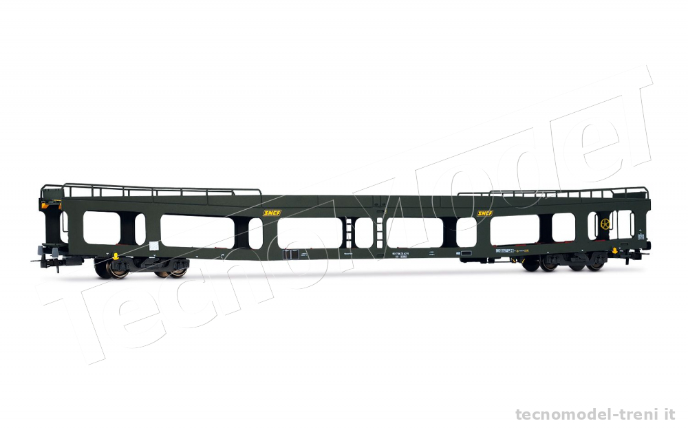 Jouef HJ4187 SNCF, carro DD DEV 66 per trasporto auto al seguito, livrea verde con logo