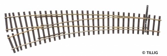 Tillig 85364 Scambio curvo sinistro IBW raggio interno 425mm, esterno 866mm 15/30°, angolo al cuore 11°