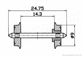 Roco 40194 Coppia assali diametro ruote 9 mm, asse isolato su un solo lato