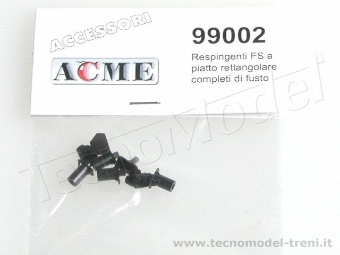 Acme 99002 Respingenti per carrozze FS a piatto rettangolare completi di fusto, 4 pz.