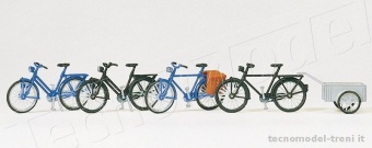Preiser 17161 Biciclette di cui una con rimorchietto, 4 pz.