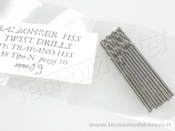 Tecnomodel 61106 Micro punta per forare in acciaio HSS mm 0,9. Conf. 10pz.