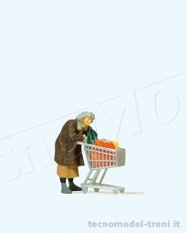 Preiser 29095 Donna con carrello della spesa