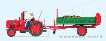 Preiser 17940 Trattore agricolo con carro carico