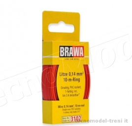 Brawa 3102 Cavo elettrico rosso in bobina da 10 metri - 0,14 qmm
