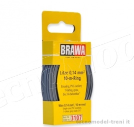 Brawa 3107 Cavo elettrico grigio in bobina da 10 metri - 0,14 qmm