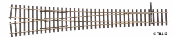 Tillig 85383 Scambio simmetrico ABW raggi deviate 2707 mm , 6°, angolo al cuore 9°.