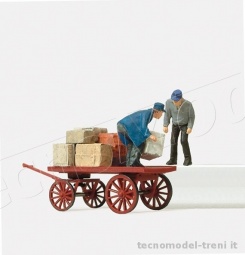Preiser 28084 Carretto di stazione con addetti