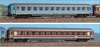 Acme 16515 Set di due carrozze FS Tipo X di 2 cl., una in livrea grigio e rosso fegato e l’altra in livrea sperimentale ep.IV - Scala N 1/160