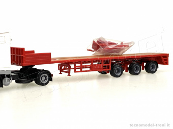 VK-Modelle 8700235 Pianale semirimorchio trailer a tre assi, rosso