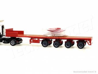 VK-Modelle 8700245 Pianale semirimorchio trailer a quattro assi, rosso