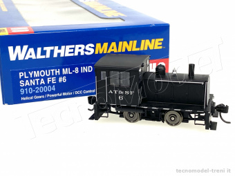 Walthers 910-2004 AT & SF 6 Plymouth ML-8 Industrial Switcher Black - DCC