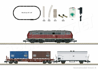 Trix 11146 Start Set Analogico DC: DB con locomotiva diesel Gr.216 e due carri merci, MINITRIX Scala N 1/160